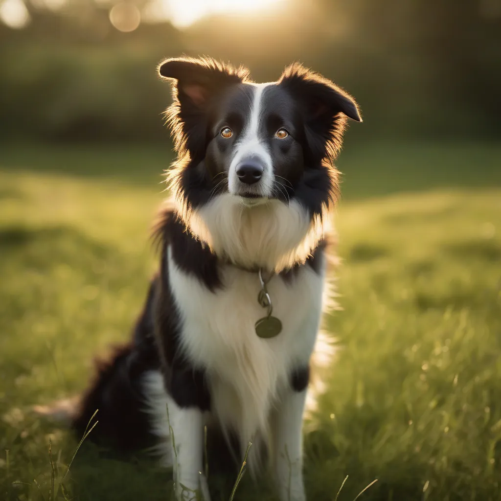 Cachorro Border Collie em um campo verde